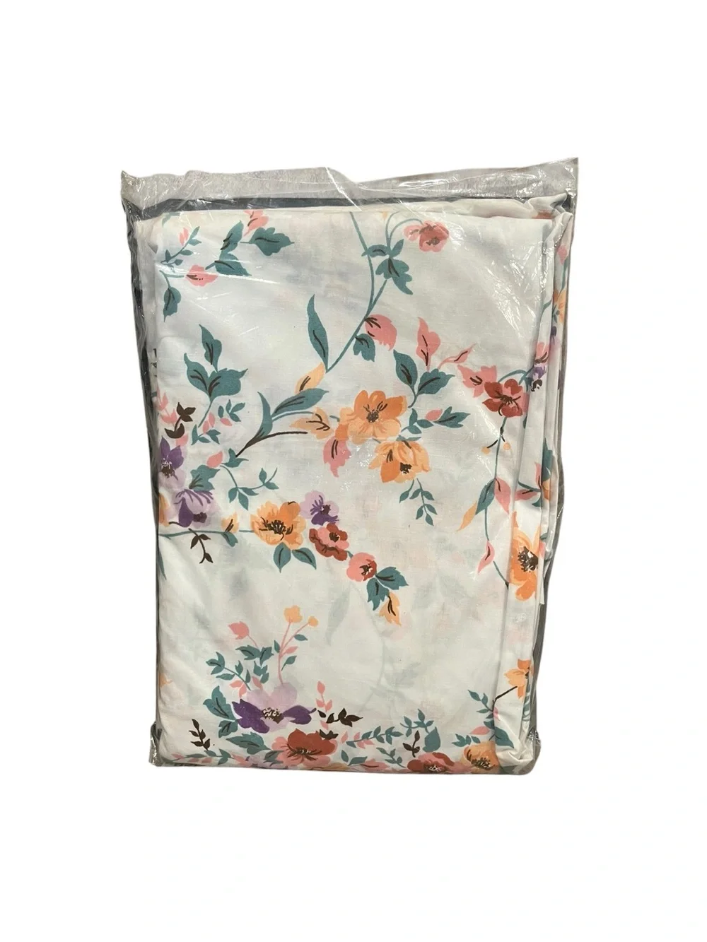 VTG Cannon Royal Family Full Fitted Sheet White Floral NOS No Iron Percale